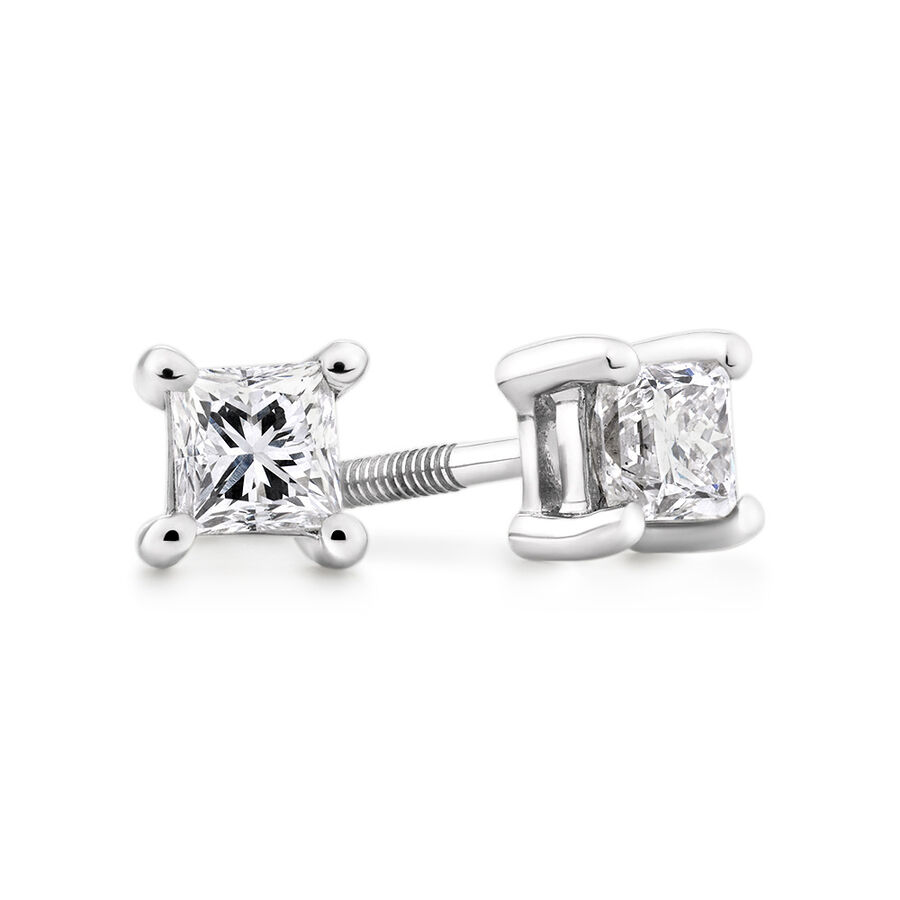 Stud Earrings With 1 2 Carat Tw Of Diamonds In 18ct White Gold