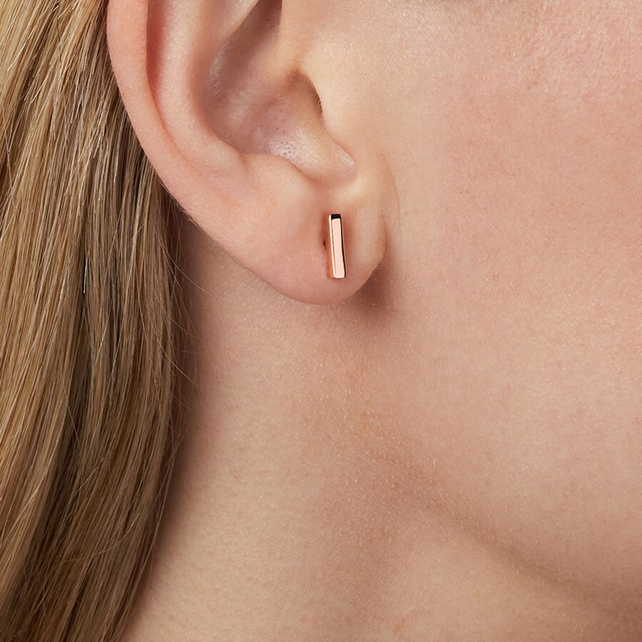 Rose gold bar stud earrings clearance
