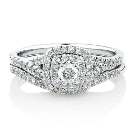 Bridal Set with 0.60 Carat TW of Diamonds in 10ct White Gold Bridal Set with 0.60 Carat TW of Diamonds in 10ct White Gold