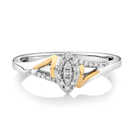 Promise Ring with 0.12 Carat TW of Diamonds in Sterling Silver & 10ct Rose Gold Promise Ring with 0.12 Carat TW of Diamonds in Sterling Silver & 10ct Rose Gold