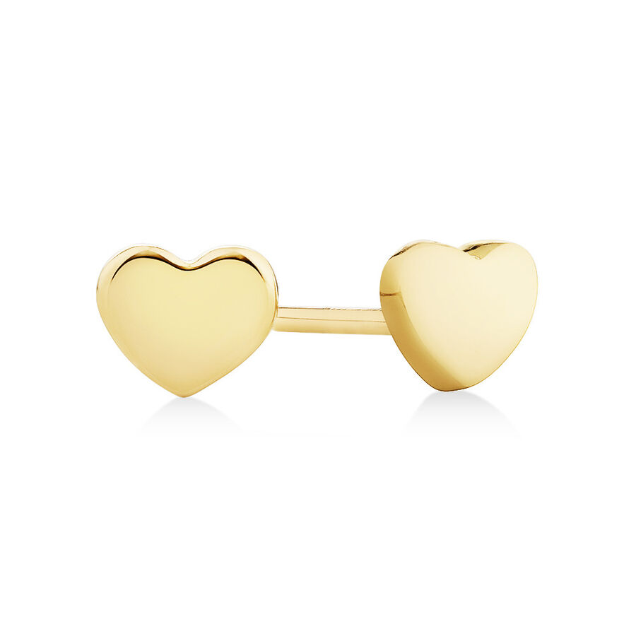 Heart Stud Earrings in 10ct Yellow Gold