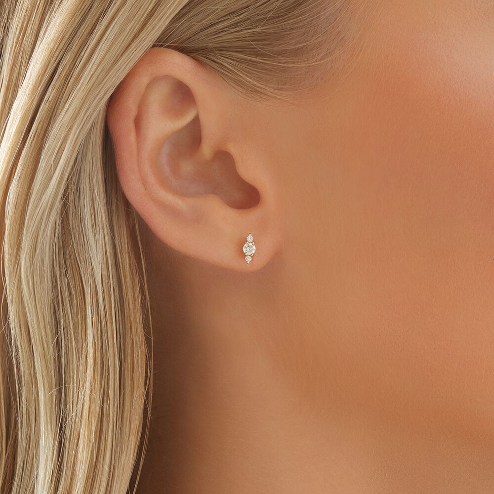 3 stone cheap stud earrings