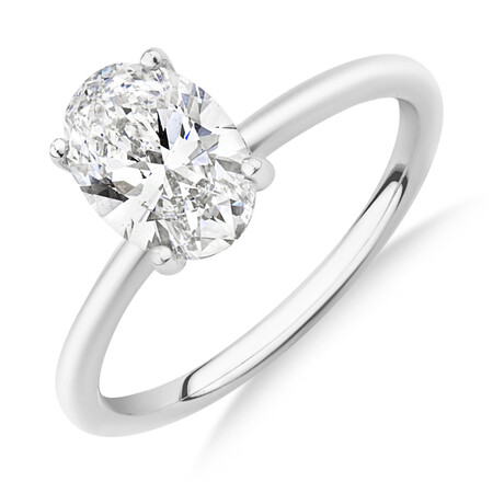 1.50 Carat Oval Laboratory-Created Diamond Ring in 14kt White Gold