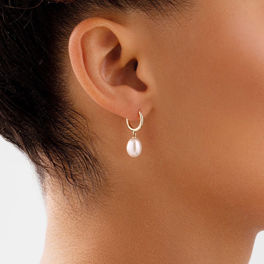 Freshwater pearl hoop shop earrings