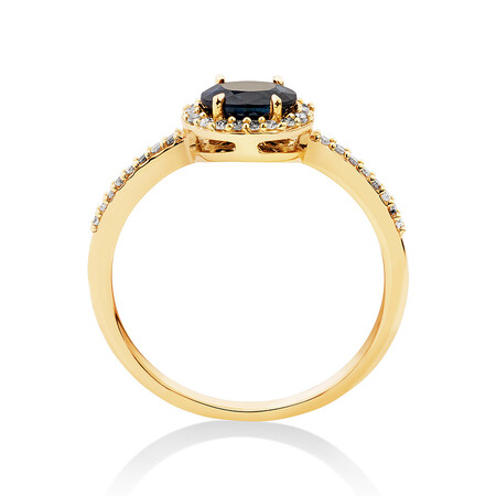 Halo Ring with Sapphire & 0.15 Carat TW of Diamonds in 10kt Yellow Gold Halo Ring with Sapphire & 0.15 Carat TW of Diamonds in 10kt Yellow Gold