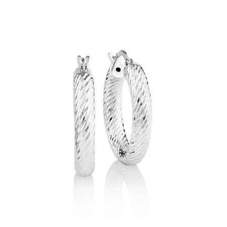 15mm Twist Hoop Earrings in Sterling Silver 15mm Twist Hoop Earrings in Sterling Silver