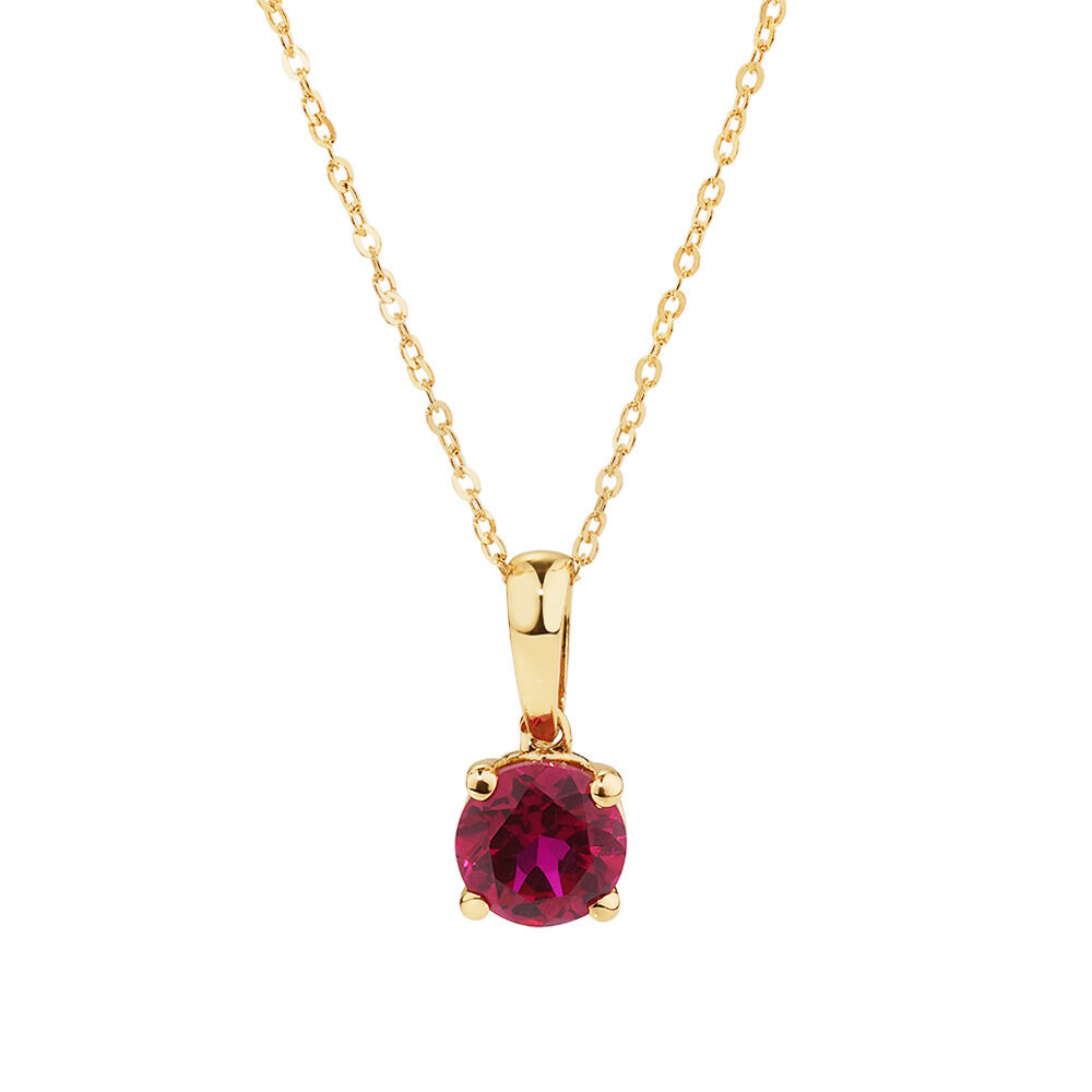 Laboratory Created Ruby in 10kt Yellow Gold