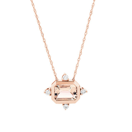 Morganite Bezel Pendant with Diamonds in 10kt Rose Gold Morganite Bezel Pendant with Diamonds in 10kt Rose Gold