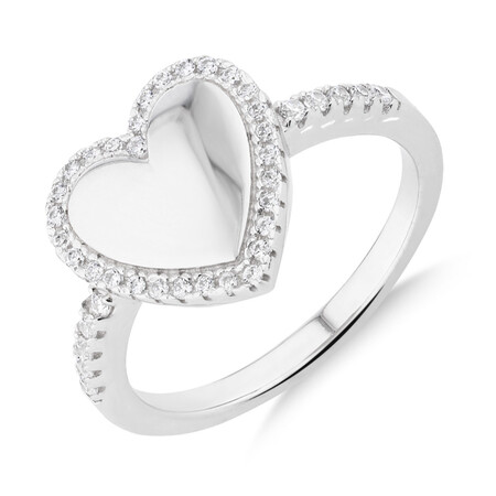 Heart Ring with Cubic Zirconia in Sterling Silver Heart Ring with Cubic Zirconia in Sterling Silver