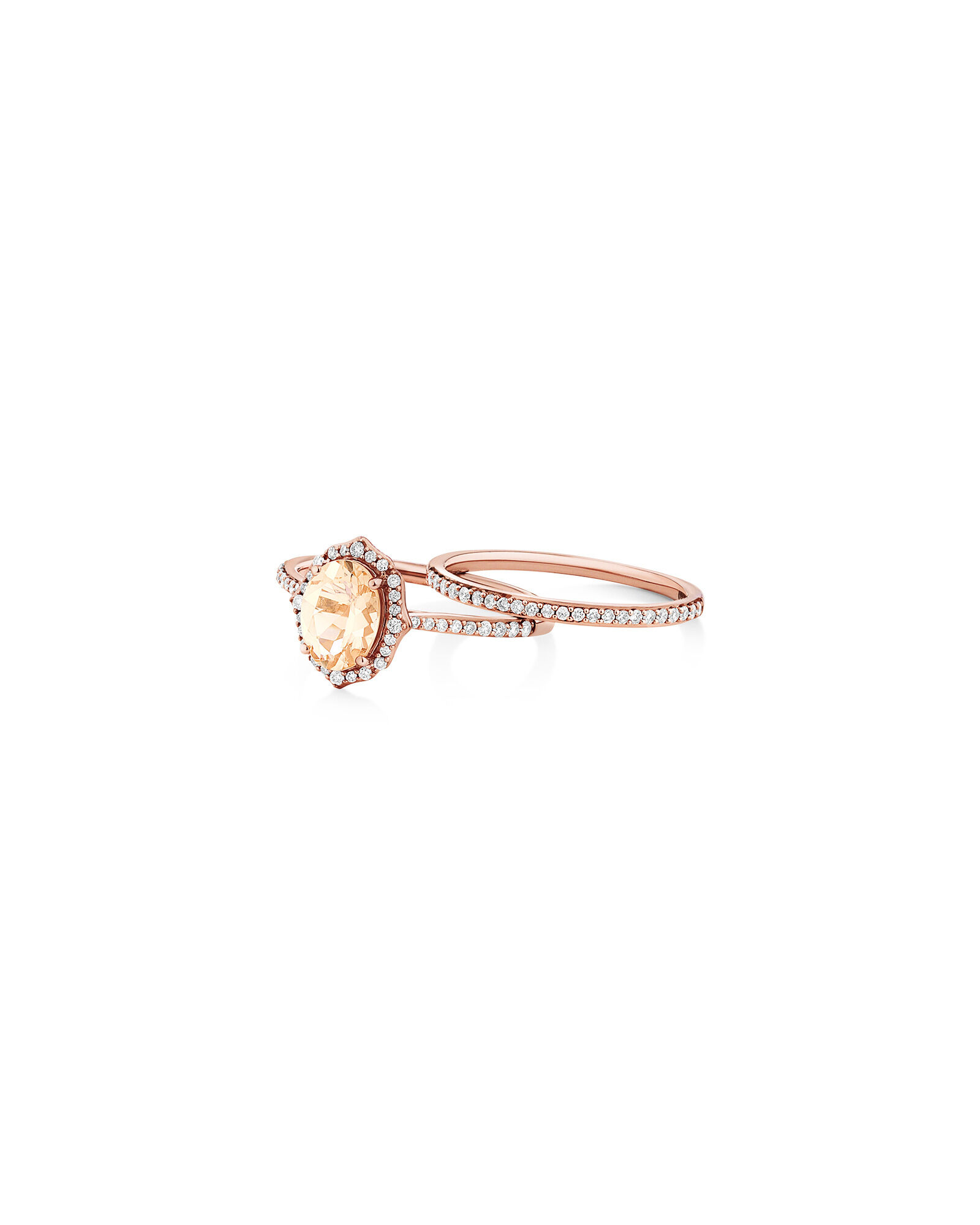 Bridal Set with 0.30 Carat TW of Diamonds Morganite in 14kt Rose