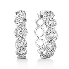 Huggie Earrings with 1 Carat TW of Diamonds in 14kt White Gold