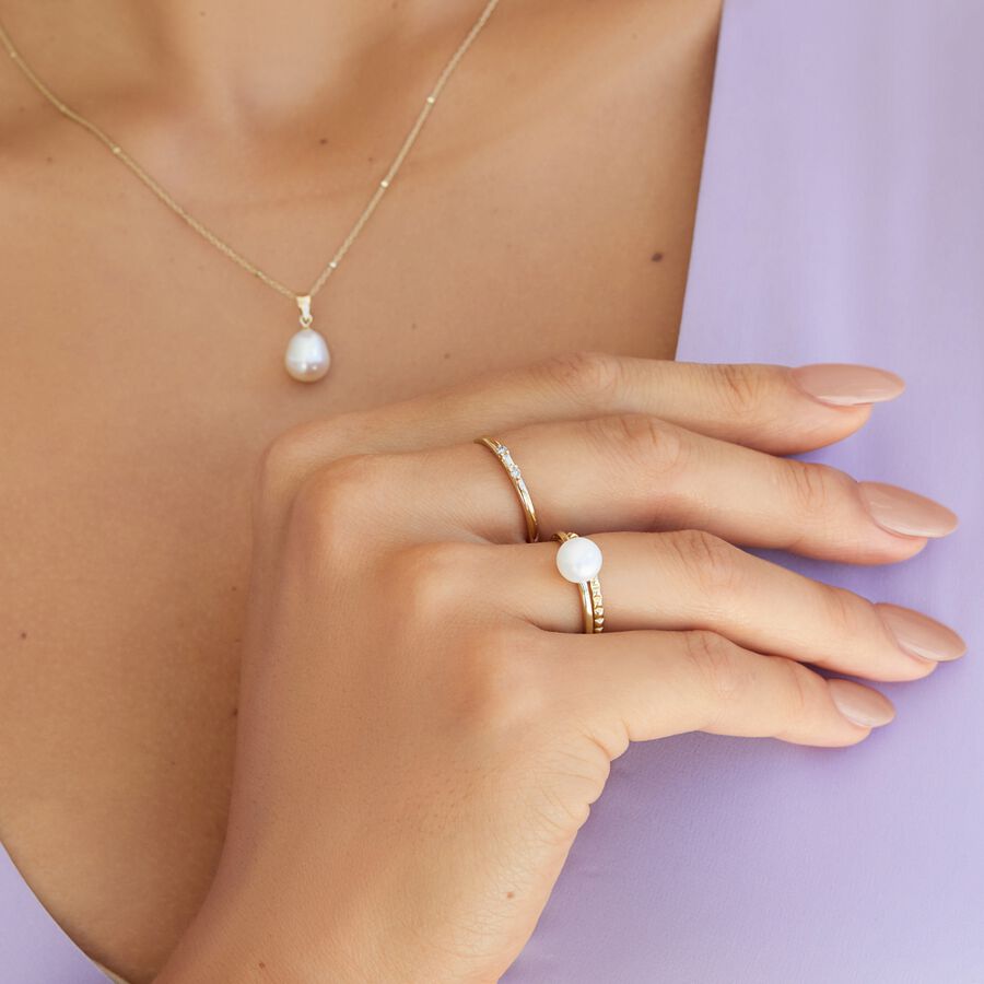 Stacker Ring with Diamonds in 10ct Yellow Gold