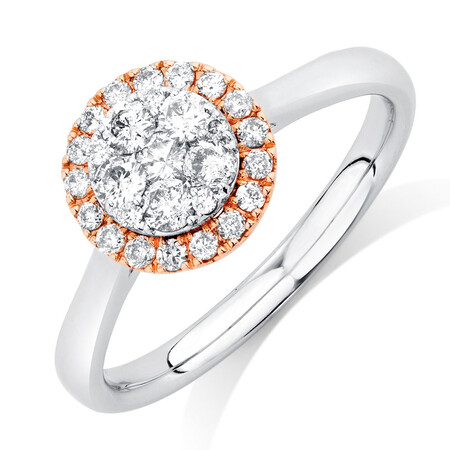 Engagement Ring with 1/2 Carat TW of Diamonds in 10ct Rose & White Gold