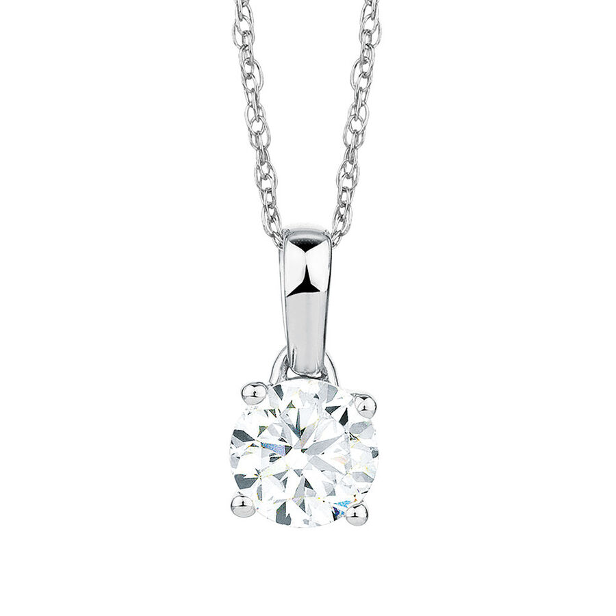 Solitaire Pendant With A 1 Carat Diamond In 18ct White Gold