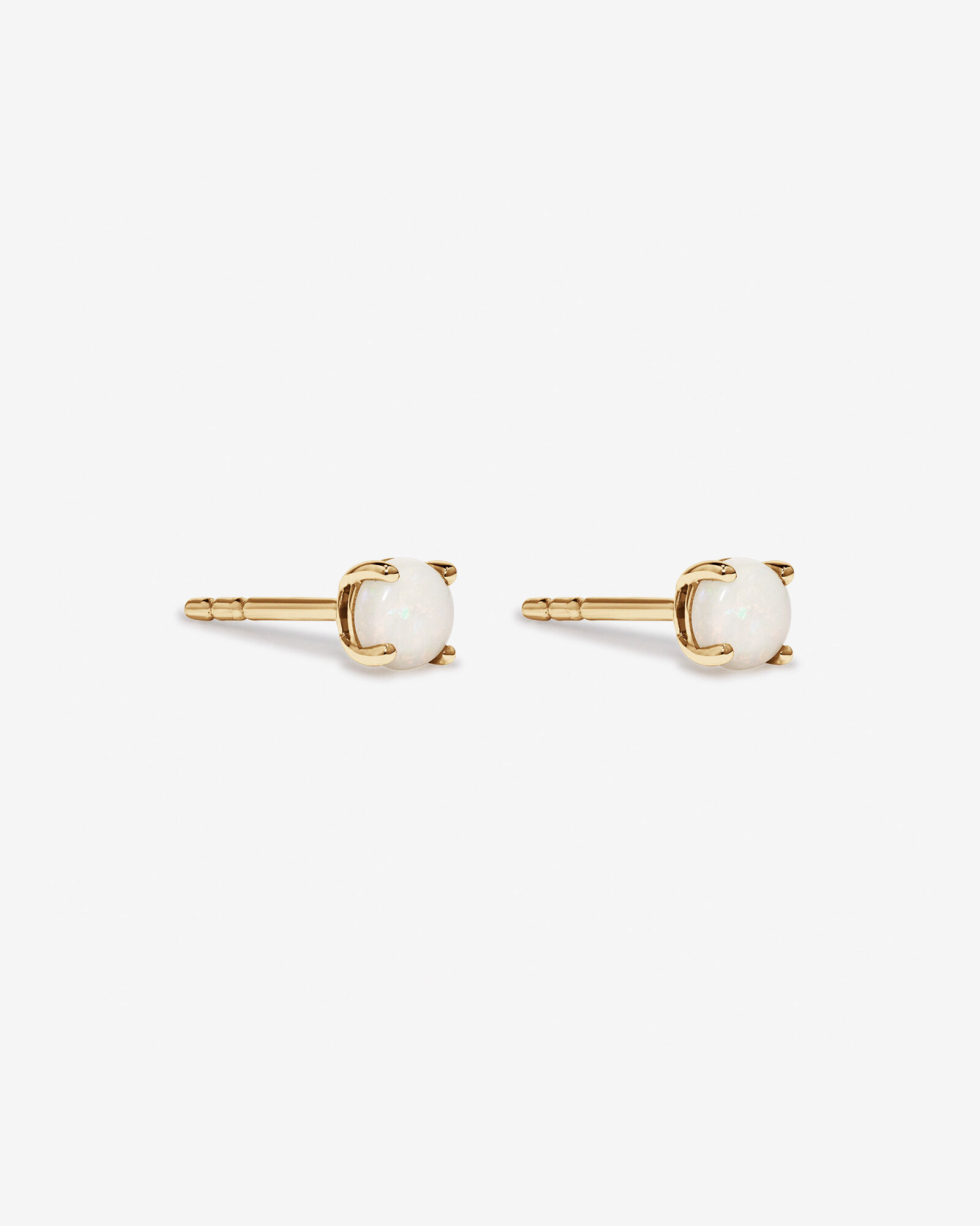 Australian Opal Round Birthstone Stud Earrings in 10kt Yellow Gold