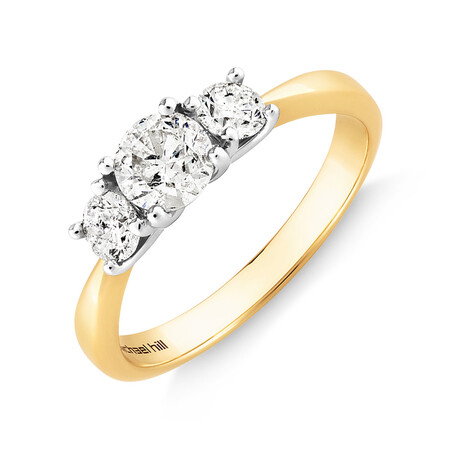 Engagement Ring with 1 Carat TW of Diamonds in 14kt Yellow/White Gold Engagement Ring with 1 Carat TW of Diamonds in 14kt Yellow/White Gold