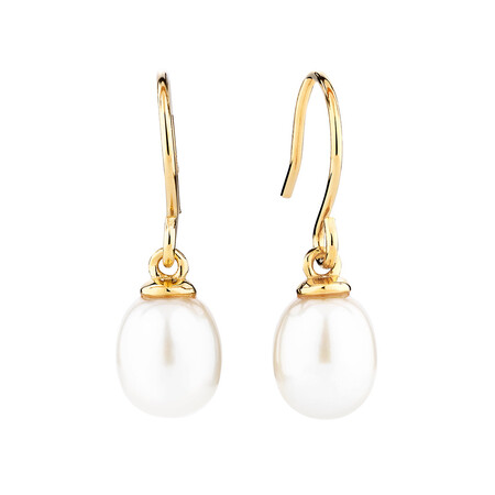 Drop Earrings with Cultured Freshwater Pearls in 10kt Yellow Gold