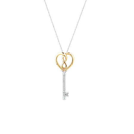 Infinitas Key Pendant with Diamonds in Sterling Silver and 10ct Yellow Gold Infinitas Key Pendant with Diamonds in Sterling Silver and 10ct Yellow Gold