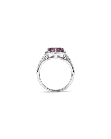 Halo Ring with Amethyst & 0.34 Carat TW of Diamonds in 10ct White Gold Halo Ring with Amethyst & 0.34 Carat TW of Diamonds in 10ct White Gold