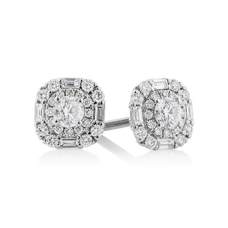 Michael Hill Designer Fashion Art Deco Stud Earrings with 0.45 Carat TW of Diamonds in 18kt White Gold