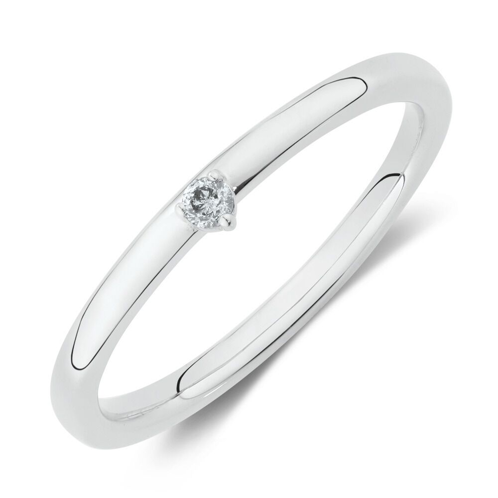 Stacker Ring with Diamonds in Sterling Silver