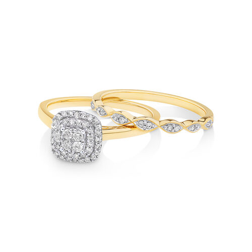 Evermore Bridal Set with 0.25 Carat TW of Diamonds in 10kt Yellow & White Gold