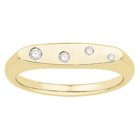 Signet Ring with Diamonds in 10ct Yellow Gold