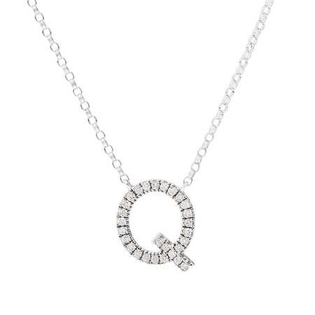 "Q" Initial necklace with 0.10 Carat TW of Diamonds in 10kt White Gold