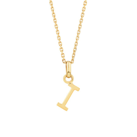 "I" Initial Pendant with Chain in 10kt Yellow Gold