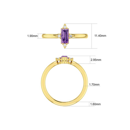 Stacker Ring with Diamonds & Amethyst in 10ct Yellow Gold Stacker Ring with Diamonds & Amethyst in 10ct Yellow Gold