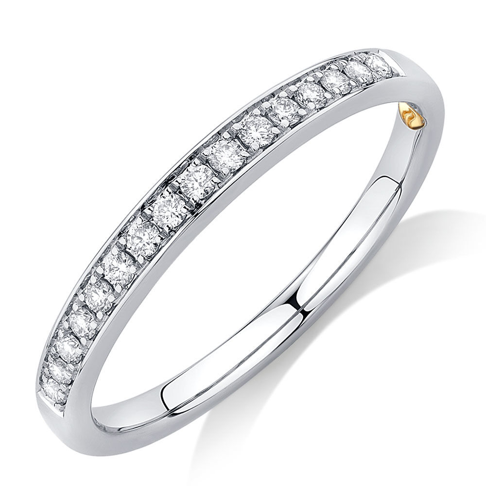 Whitefire Wedding Band with 0.15 Carat TW of Diamonds in 18ct White Gold & 22ct Yellow Gold