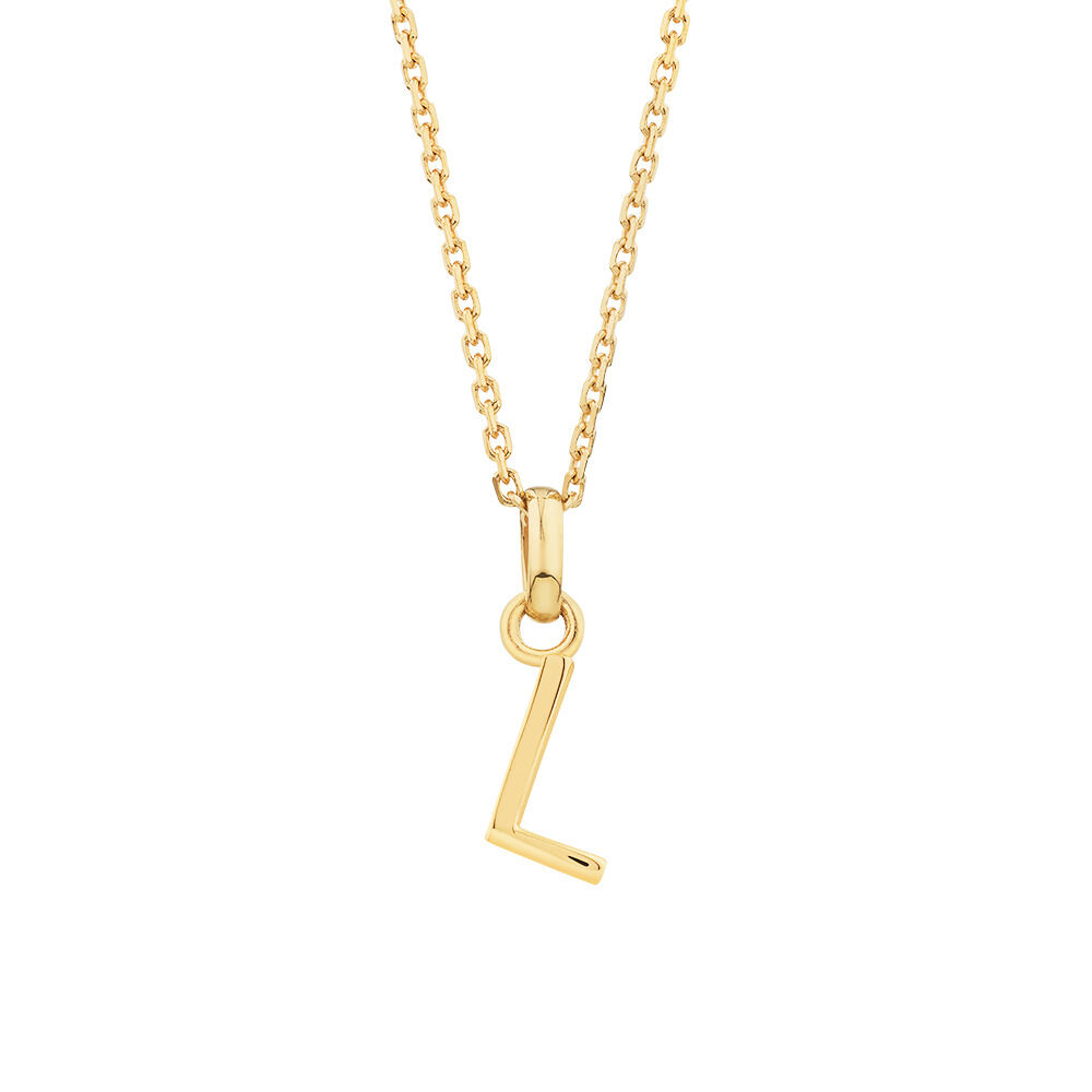 L pendant necklace shop gold