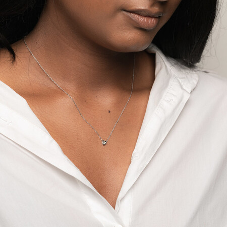 Heart Pendant Necklace with Diamonds in Sterling Silver Heart Pendant Necklace with Diamonds in Sterling Silver