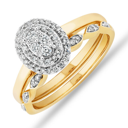 Evermore Double Halo Bridal Set with 0.25 Carat TW of Diamonds in 10ct Yellow & White Gold Evermore Double Halo Bridal Set with 0.25 Carat TW of Diamonds in 10ct Yellow & White Gold