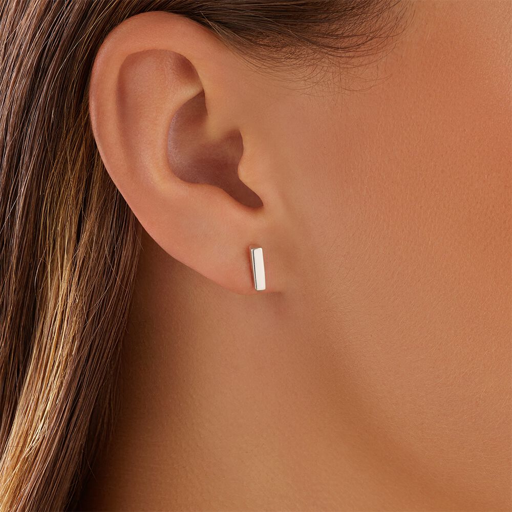Bar Stud Earrings in Sterling Silver