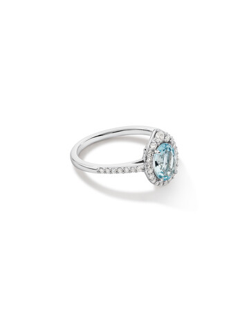 Halo Ring with Aquamarine & 0.29 Carat TW of Diamonds in 10kt White Gold Halo Ring with Aquamarine & 0.29 Carat TW of Diamonds in 10kt White Gold