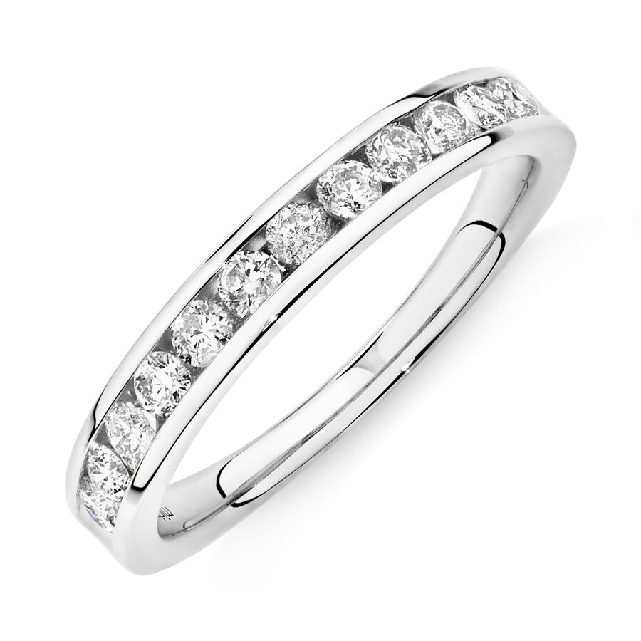 Wedding Band with 1/2 Carat TW of Diamonds in 14ct White Gold