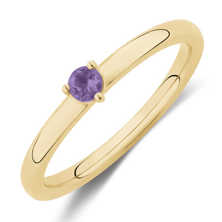 Stacker Ring with Amethyst in 10kt Yellow Gold