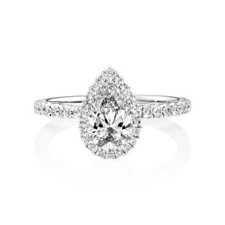 Sir Michael Hill Designer Halo Pear Engagement Ring with 1.36 Carat TW of Diamonds in 18kt White Gold Sir Michael Hill Designer Halo Pear Engagement Ring with 1.36 Carat TW of Diamonds in 18kt White Gold