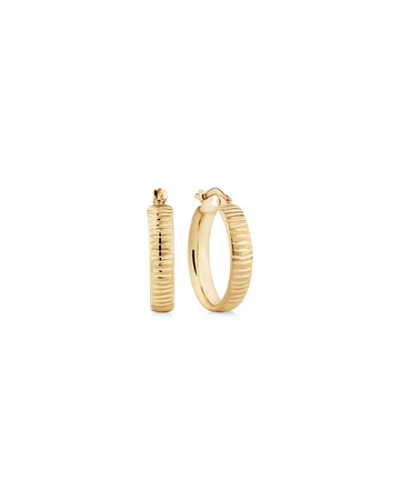 15mm Diamond Cut Hoop Earrings In 10kt Yellow Gold 15mm Diamond Cut Hoop Earrings In 10kt Yellow Gold