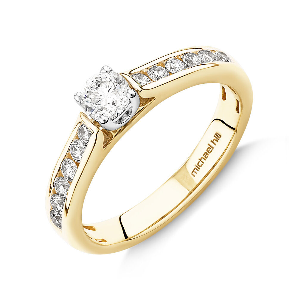 Bridal Set with 1.00 Carat TW of Diamonds in 14kt Yellow White Gold