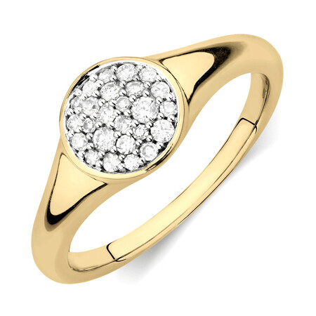 Pave Circle Ring with 0.19 Carat TW of Diamonds in 10ct Yellow Gold