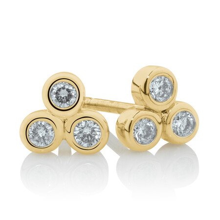 Stud Earrings with 0.15 Carat TW of Diamonds in 10ct Yellow Gold Stud Earrings with 0.15 Carat TW of Diamonds in 10ct Yellow Gold