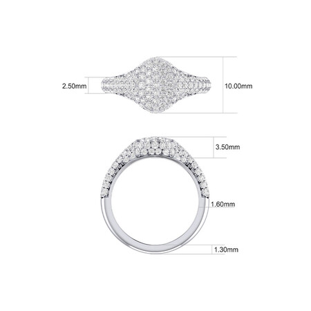 Signet Ring with 1 Carat TW of Diamonds in 10ct White Gold Signet Ring with 1 Carat TW of Diamonds in 10ct White Gold