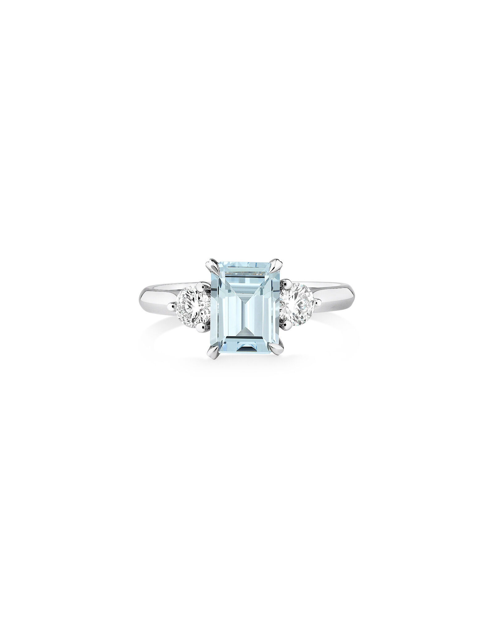 Ring with Aquamarine 0.40 Carat TW of Diamonds in 10kt White