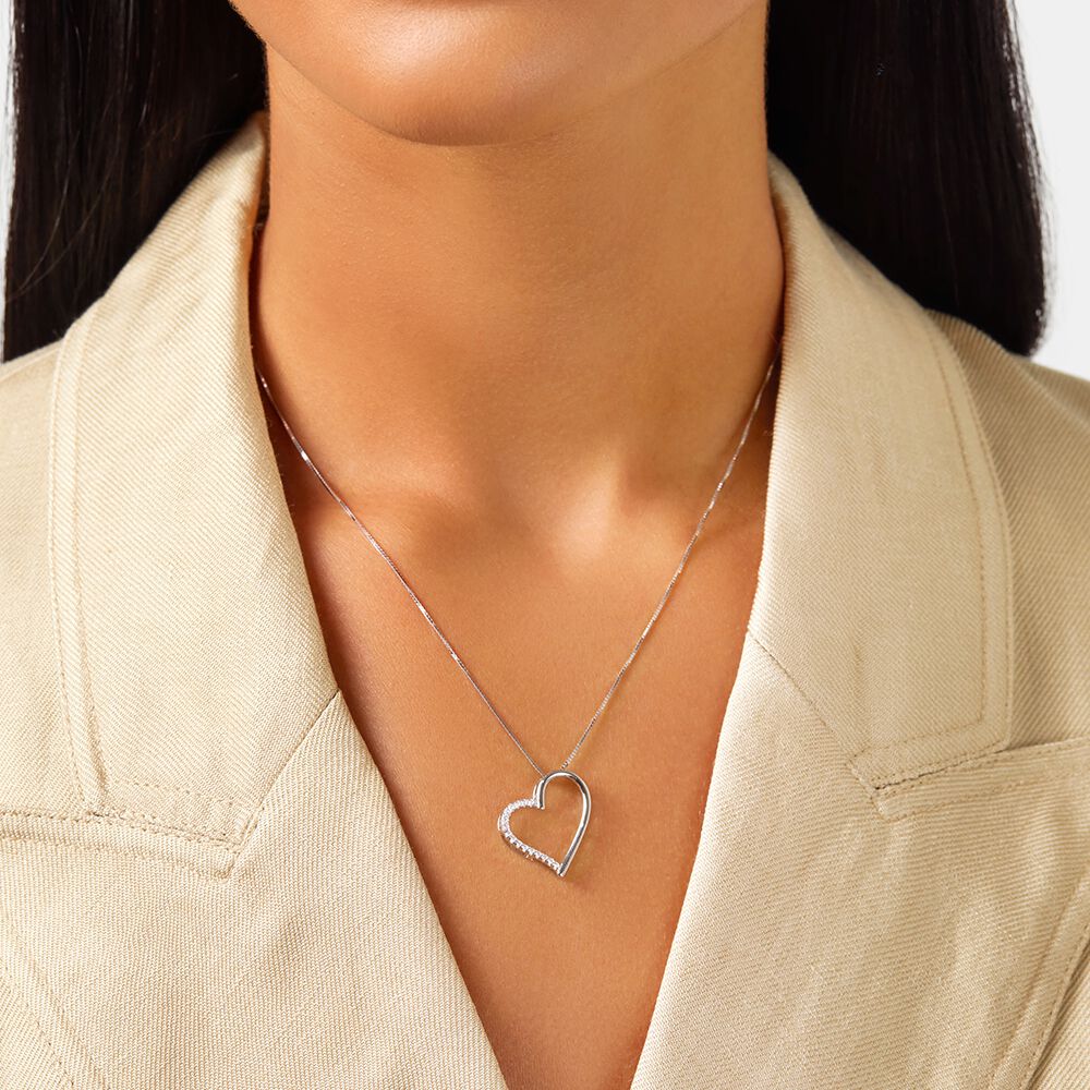 Open Heart Pendant With Cubic Zirconia 