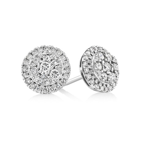Cluster Earrings with 1.0 Carat TW of Diamonds in 10ct White Gold