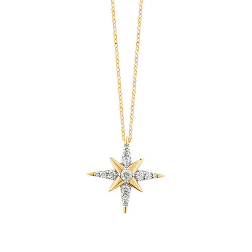 Star Pendant With 0.15 Carat TW Of Diamonds In 10ct Yellow Gold
