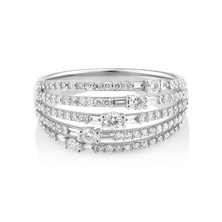 Multi Row Ring with 0.75 Carat TW Diamond in 10kt White Gold Multi Row Ring with 0.75 Carat TW Diamond in 10kt White Gold
