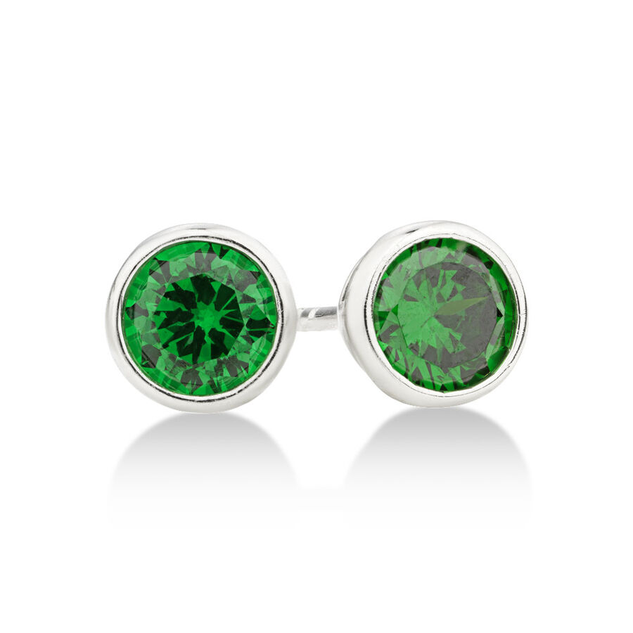 Silver emerald stud earrings Clearance